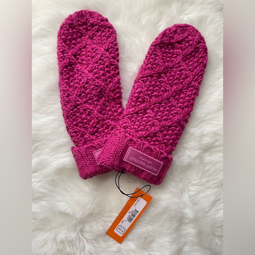 New! Kurt Geiger Pink Knit Mittens